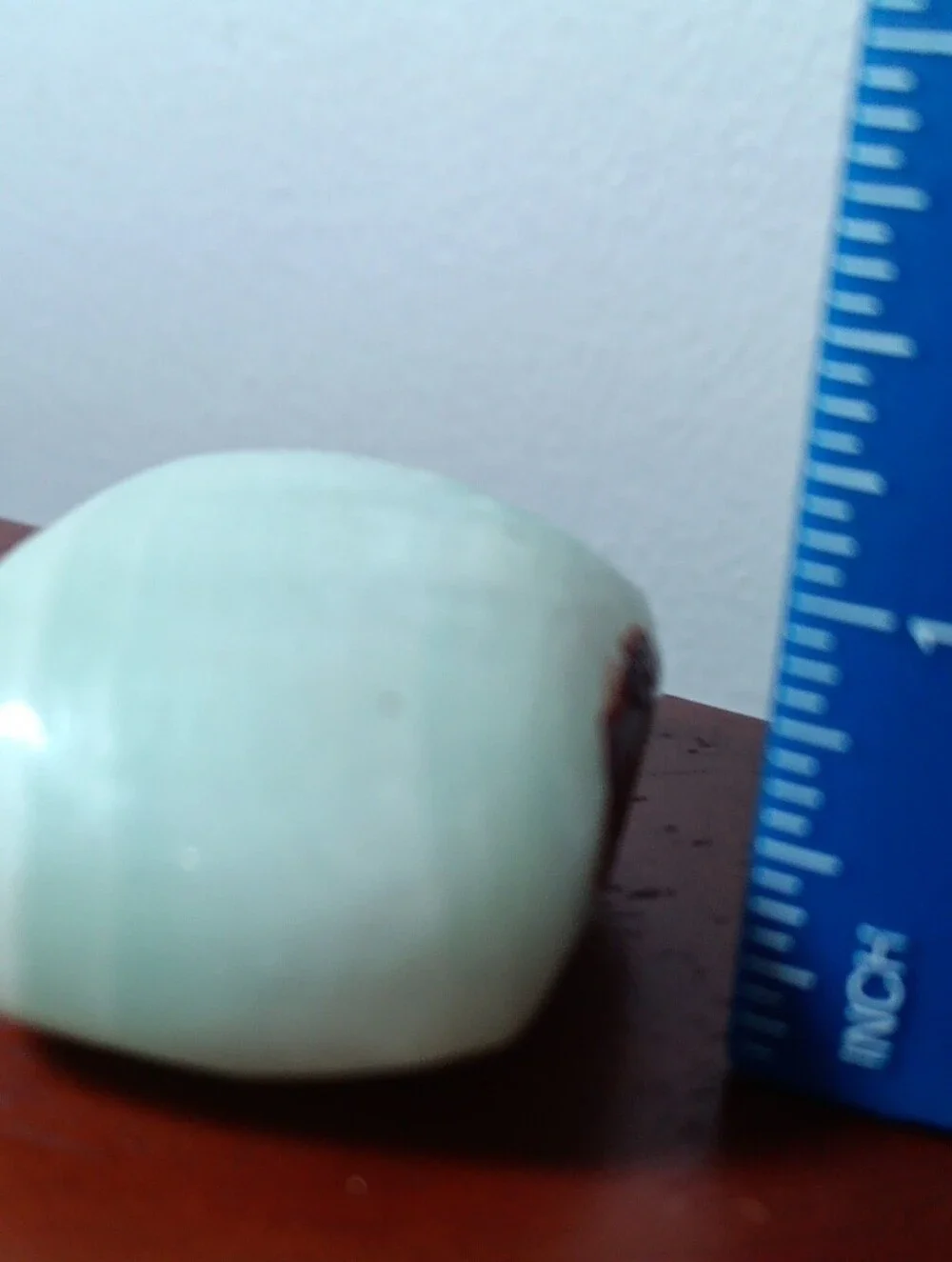 Polished Light Green Calcite Crystal Palm Stone
